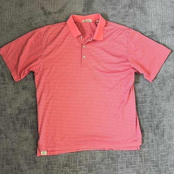 Peter Millar Pink Striped Golf Polo Shirt - Picture 1 of 4